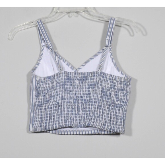 Hollister Blue Striped Spaghetti Strap Crop Top With Front Buttons Size S - Picture 2 of 5